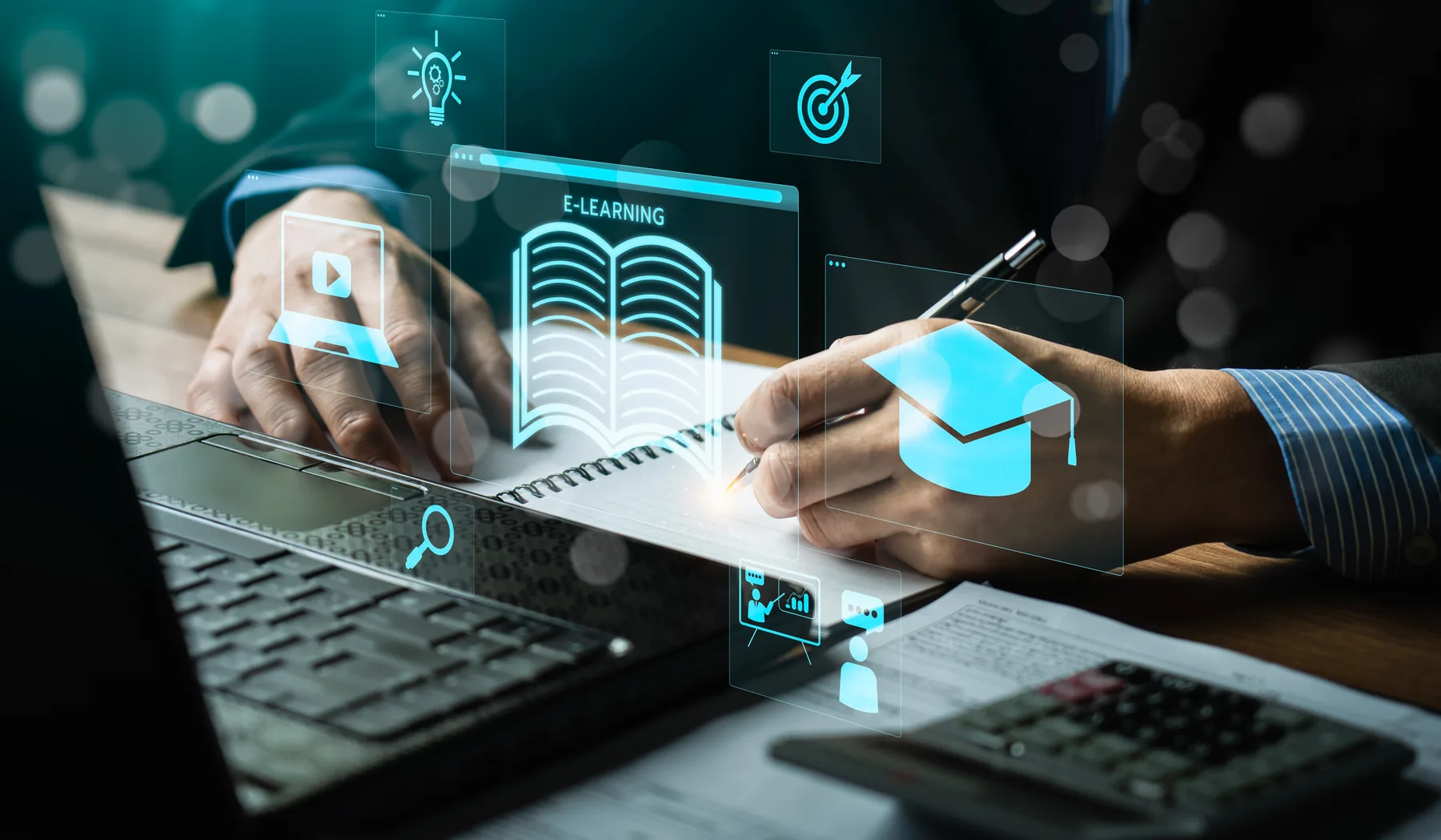 Digital learning technology representing cybersecurity awareness training